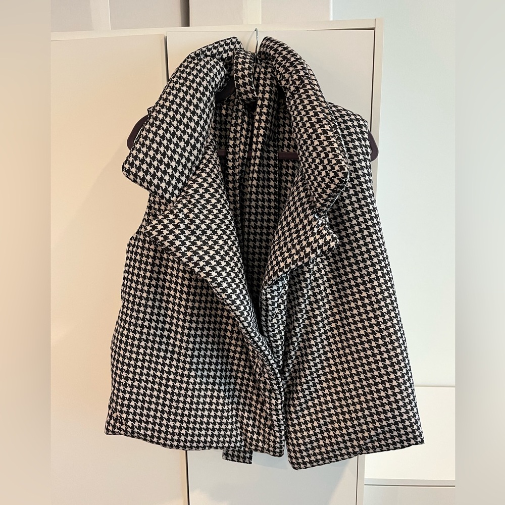 Norma Kamali Houndstooth Wrap Vest, Belted/Draped Jacket M/L NWOT